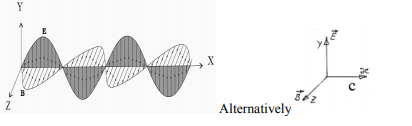 Depict the fields diagram of an electromagnetic wave propagating along 